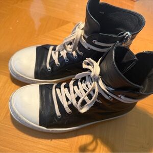 Rick Owens Black and White High-Top Sneakers